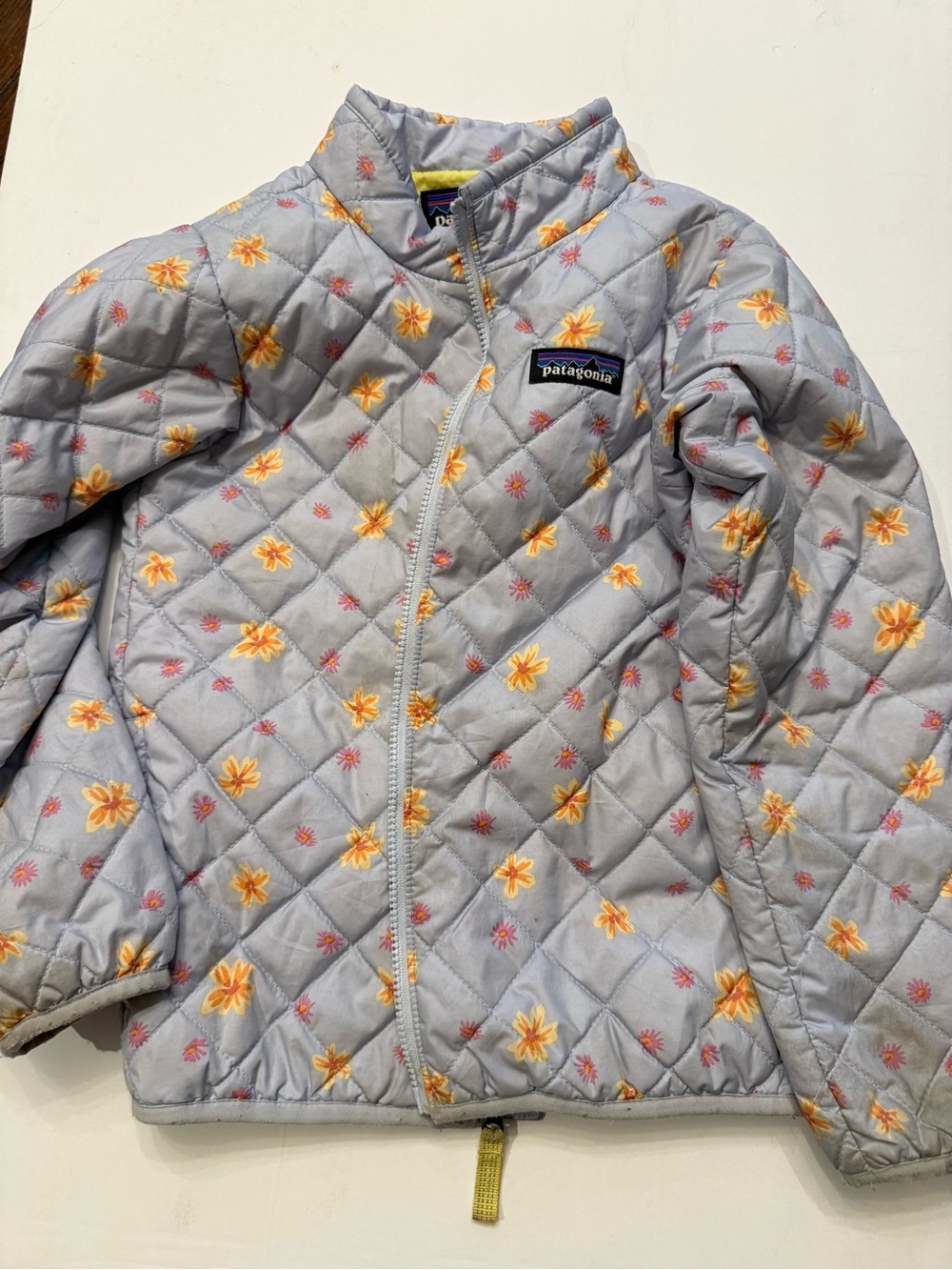 Patagonia Light Blue Quilted Floral Kids Jacket